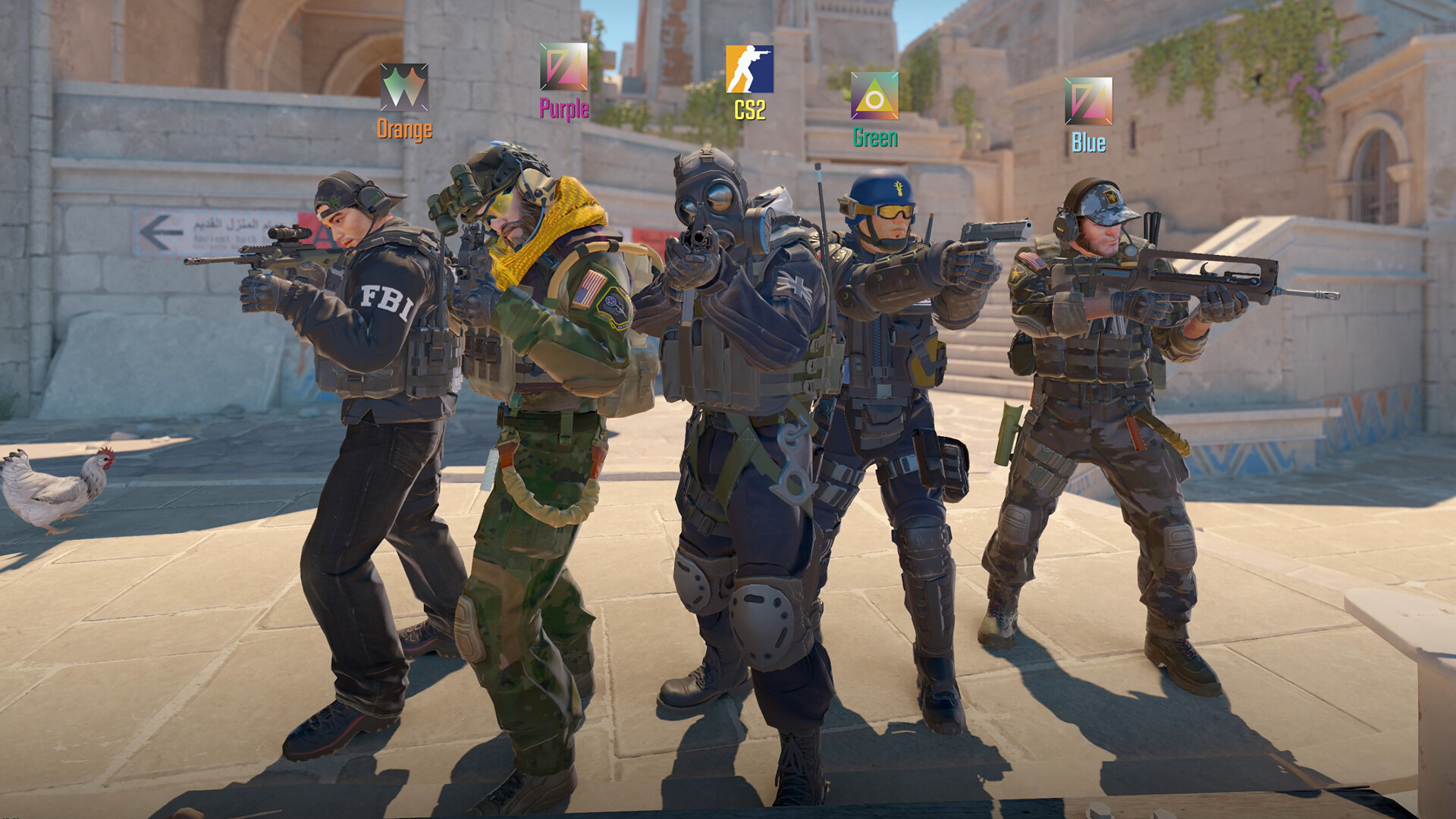 Counter-Strike-2-Screenshot mit bewaffnetem Team
